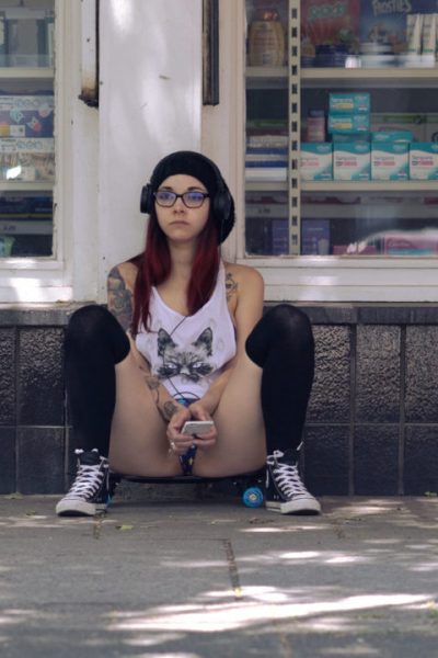 Cute Punk Girl Flashes Her Pussy Ring 360
