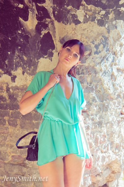 Jeny Smith Green Dress Upskirt