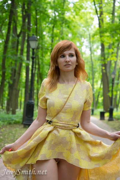 Jeny Smith sunny dress pussy flashing
