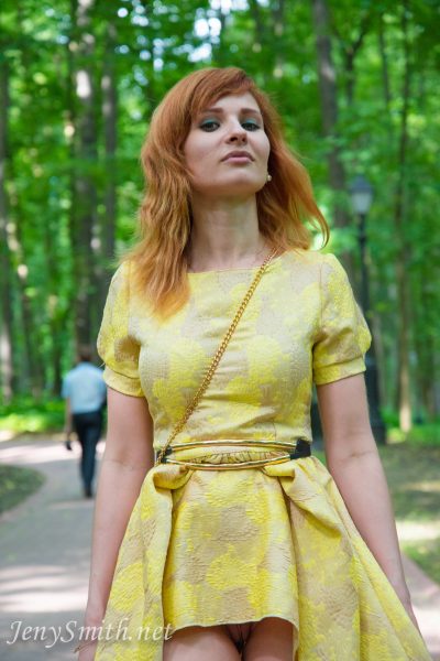 Jeny Smith sunny dress pussy flashing