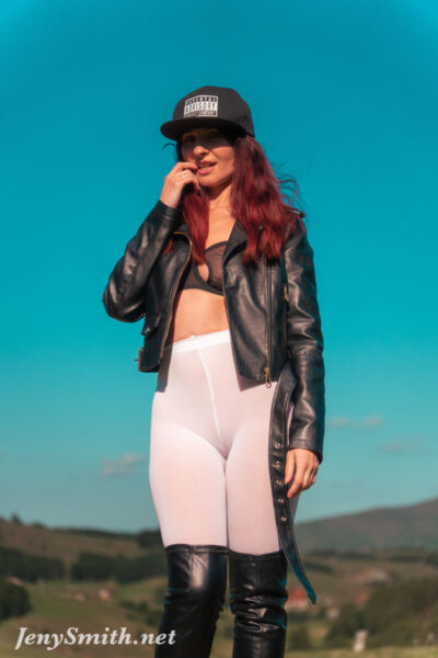Jeny Smith White Pantyhose In Nature