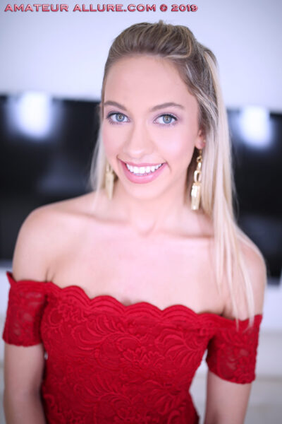 Khloe Kapri Stunning Blonde Red Dress Amateur Allure