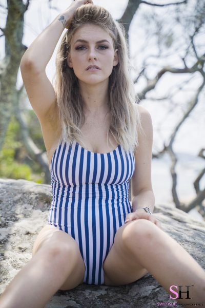 Paris Blue Stripes Swimsuit Heaven